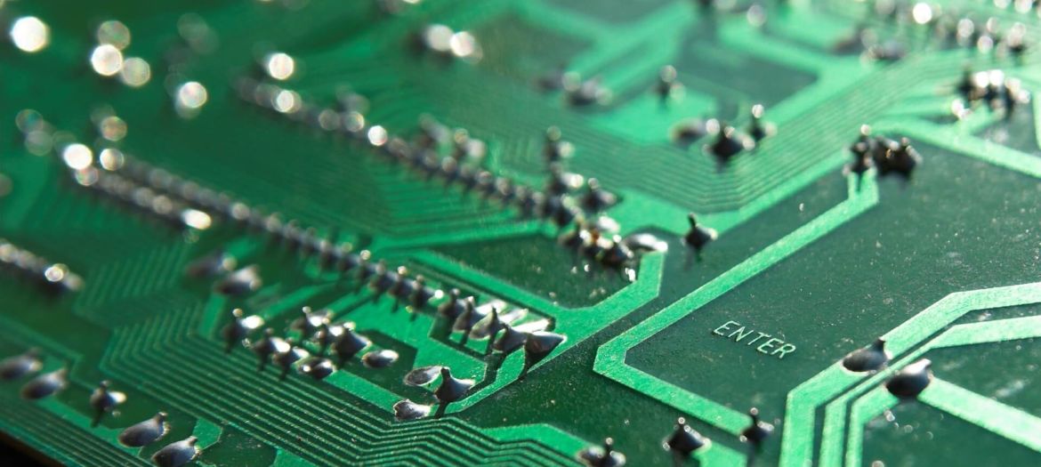 close up view of green PCB
